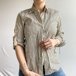 ✨ PIN STRIPE ADJUSTABLE SLEEVE BUTTON DOWN ✨